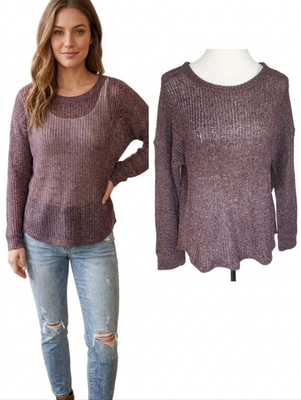 Love Is For Eternity women's purple sweater with buttons on back size large NWT